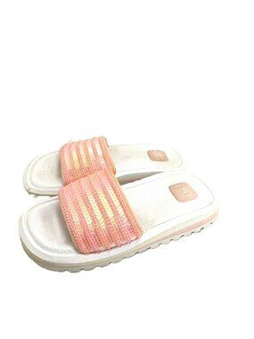 Vintage 90s Y2K Skechers White Pink Sequin Low Platform Slides Women 7.5 - 8
